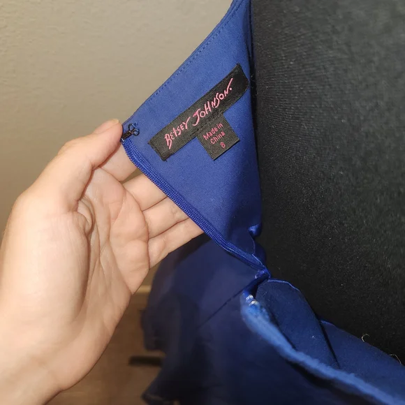 Betsey Johnson Elegant Blue Cutout Strapless Cotton Dress Size 8 - Picture 12 of 12